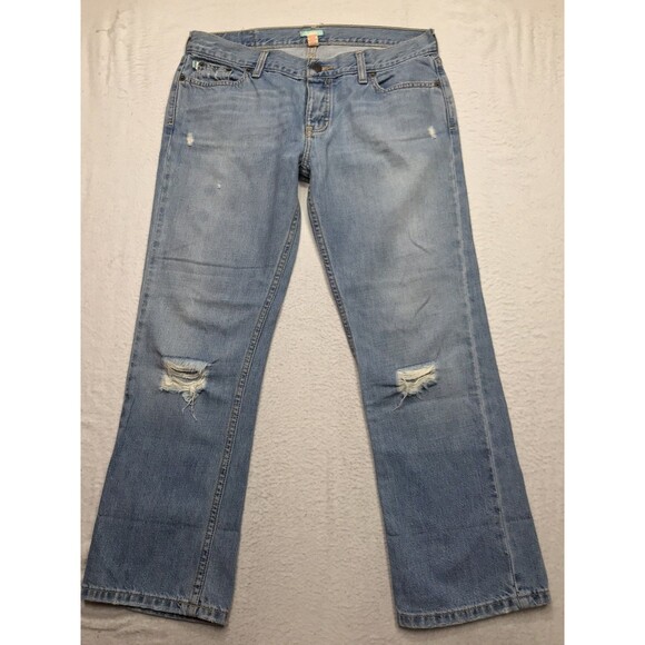 Y2K HOLLISTER Jean Women 9 (32x26) Lo Rise Boot Crop Light Wash Distressed - Picture 2 of 16